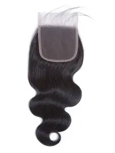 Body Wave 5"x5" Lace Closure Real Human Hair Closure Natural Black Transparent Lace Free Part Body Wave Lace Closure Human Hair Wavy