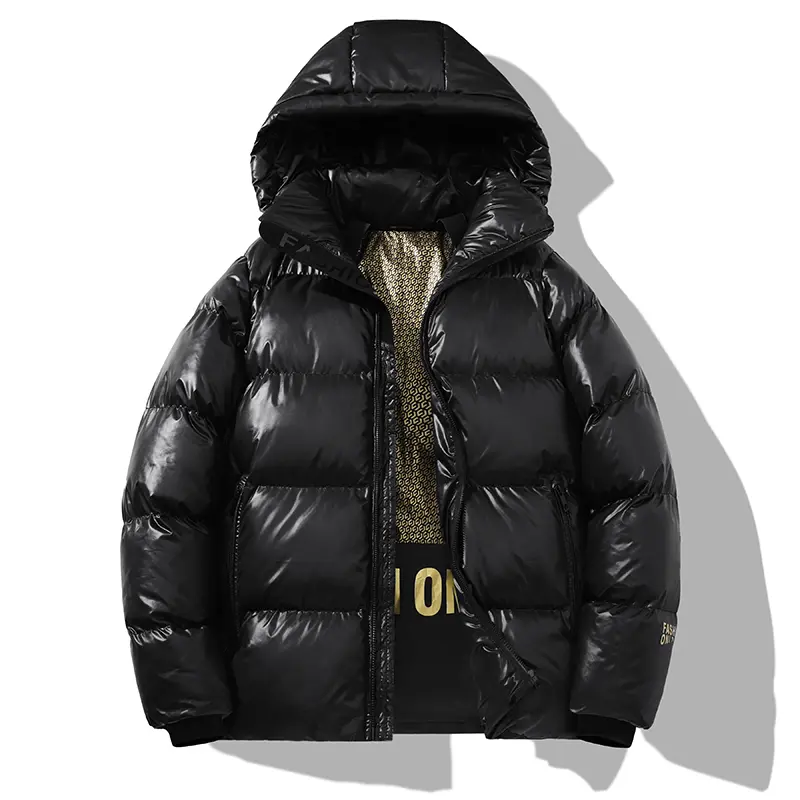 Men's Long Sleeve Plain Winter Warm Shiny Jacket - Removable Hood, Graphene Lining, Windproof, Cold Resistant - Men's Clothing Coats for Daily Casual Outdoor Activities
