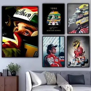 F1 A-Ayrton Senna Painting Calligraphy Canvas Poster: Crease Free Waterproof Durable All Space Wall Decor