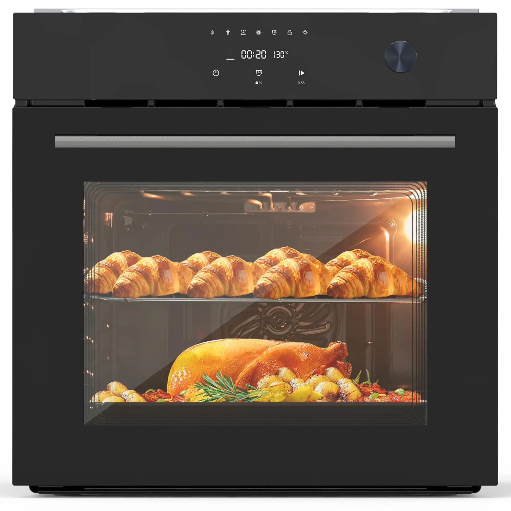 GARVEE 24 Inch Built-in Electric Single Wall Oven, 2.5 Cu.ft Convection Oven with 8 Cooking Functions, 500℉ Max Temperature, Stainless Steel Touch Control Oven, 3-Layer Tempered Glass Door