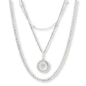 Bellezza Bronze Multi-Chain Layered Necklace Set with Pendant