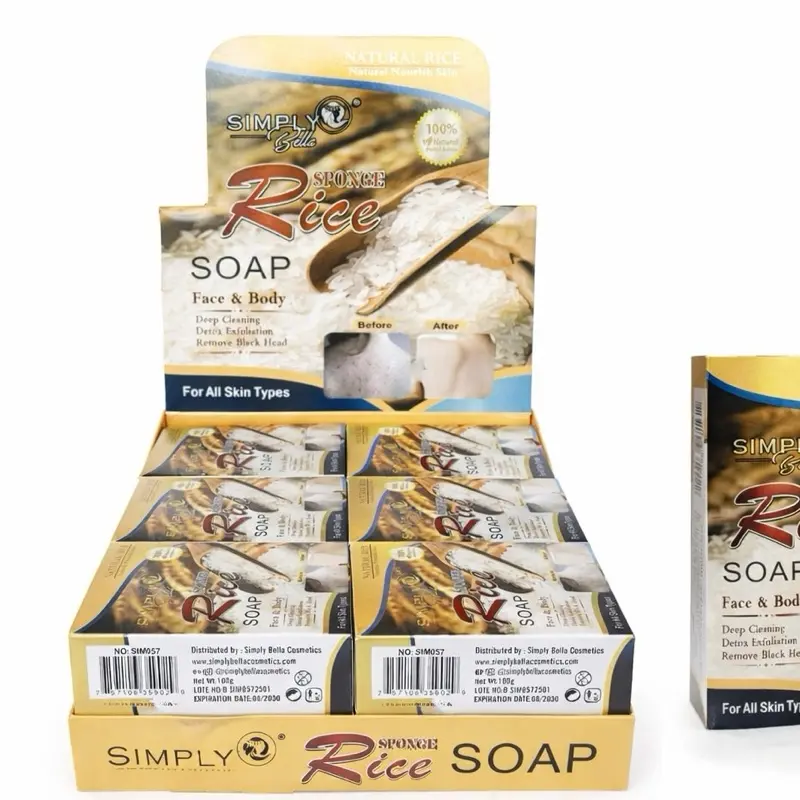 Rice Soap Sponge Natural Soap Bar 100g with Pearl Sponge for Gentle Cleansing Luxurious Lather Suitable for All Skin Types Jabon de Arroz