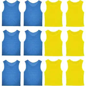 12 Pack Pinnies Team Practice Vests for  Youth Teen Adult, Mesh Scrimmage Jersey for Soccer Football Basketball