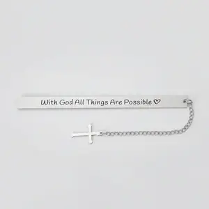 Christian Bookmark with Cross Charm, 1 Count Bible Verse Bookmark, Inspirational Gift Bookmark, Religious Gift for Women, Men, Teenager Boys & Girls