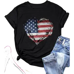 Women American Flag Shirts USA Flag Stars Stripes Graphic Blouse Patriotic Shirt 4th of July T Shirt Summer Tops Tee