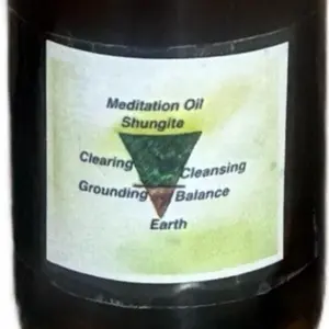 Grounding Meditation Oil for Cleansing Clearing Balance Protection Wellness with Organic Herbs and Shungite Stones in Amber Bottle