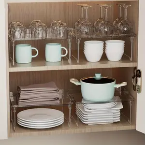 2-Piece Metal Frame Foldable Storage Rack, Heavy-Duty Multi-Functional Desktop Organizer for Kitchen Bathroom Office Countertop Storage, Space-Saving No Assembly Needed