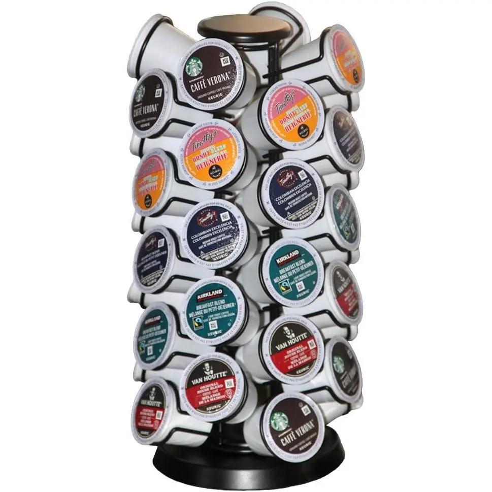 K Cups Holder,K Cup Carousel, Coffee Pods Storage Organizer Stand,Comes All in One Piece,No Assembly Required,1 Count,Black (Capacity of 40 Pods, Black)
