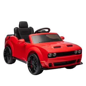 【GARVEE】Licensed Dodge Challenger Electric Car for Kids - 12V Battery-Powered Vehicle with Remote Control, LED Lights, Bluetooth, and MP3 Player for Boys and Girls