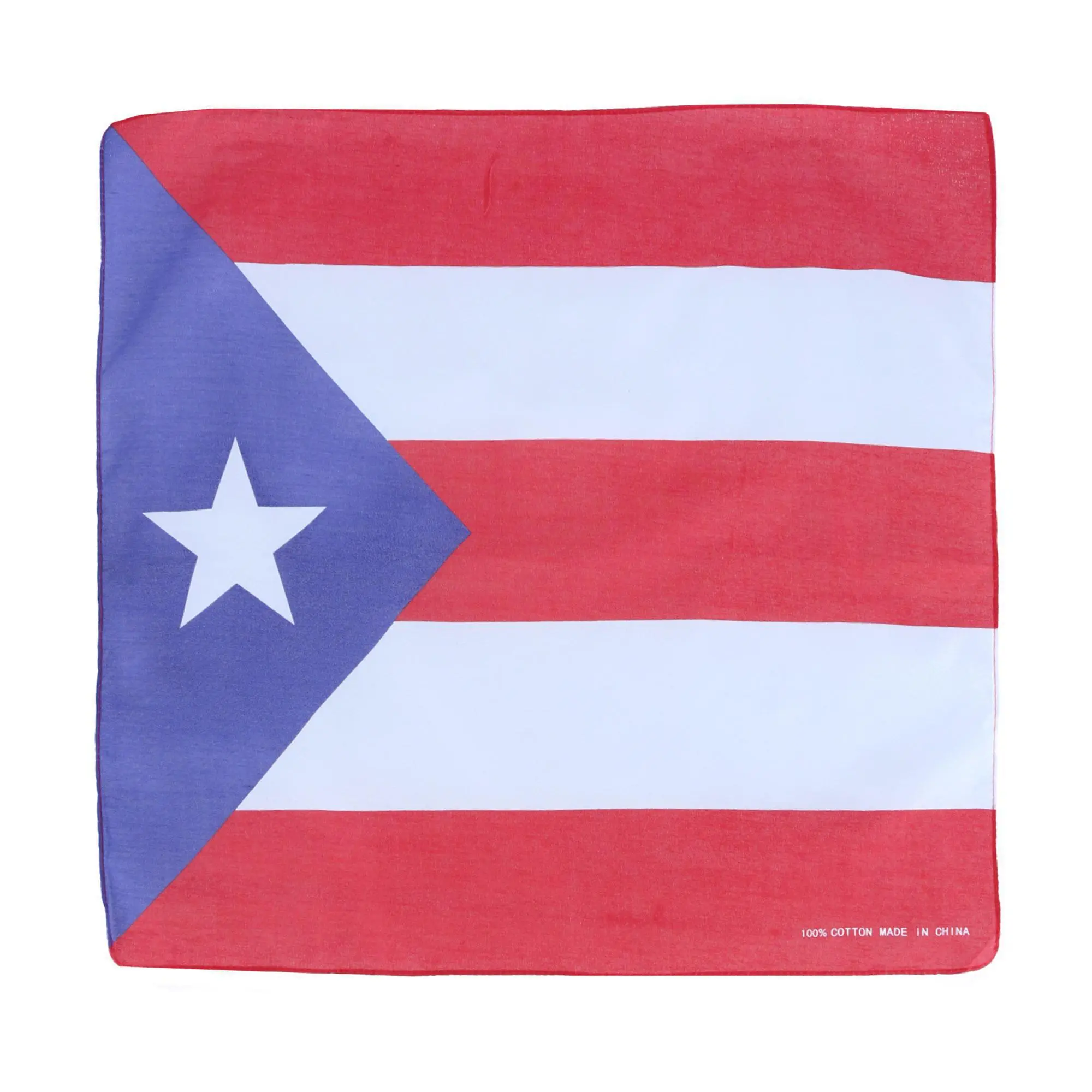 CTM Cotton Puerto Rico Flag Print Bandana, Fashion Handkerchief for Craft Projects, Puerto Rico Support and Pride Accessory