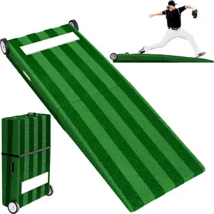 2-Piece/3-Piece Portable Baseball Pitching Mound - Professional Foldable Pitching Mound with Pitching Rubbe and Wheels, Ideal for All Ages