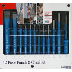 212 MAIN Dasco Pro 88 12-Piece Punch and Chisel Kit, Cold Chisels, Metal Tools for DIY Woodwork Target Heads