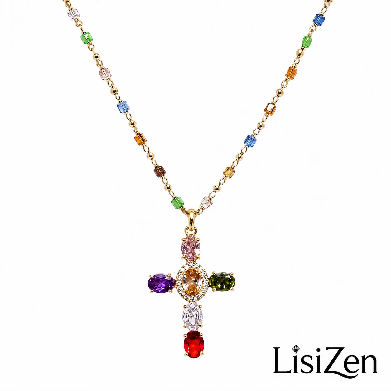 S925 Silver Cross Necklace for Women, French Vintage Choker with Sparkly Colorful Zircon, Unique Design Collarbone Chain for Everyday Wear, Cross Necklaces, Silver Cross Necklaces