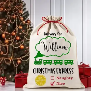 Christmas Santa Sack Bag, Custom Christmas Express Santa Sack, Personalized Holiday Gift Sack Bag, Xmas Party Present Bags, Family Christmas Presents Bag.