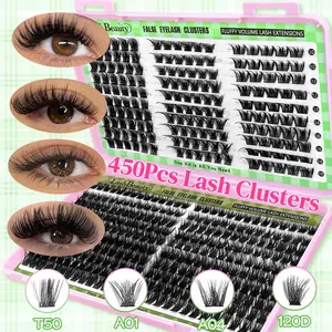 New 540PCS Individual Lashes Clusters Large Capicity Lashes Book DIY 4 Styles D Curl 10-18MM Mixed Length False Eyelashes Create Fluffy Natural Look Volume Extra Wispy Lashes Extensions Reusable For Weddings, Parties, Music Festival, Makeup Fake Lashes