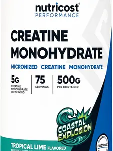 Nutricost Creatine Monohydrate Powder (Coastal Explosion, 500 Gram) - Micronized Creatine Supplement - Vegan, GMO-Free, Gluten Free
