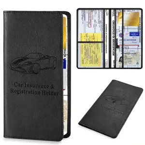 Lightweight Car Insurance & Registration Holder, Vehicle Document Organizer, Magnetic Closure, PVC Lined, Business Style, Wet Wipe Clean