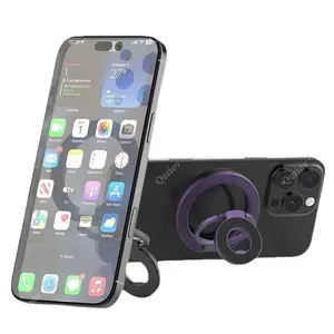 Quriov Rotating Magnetic Finger Ring Stand - Invisible Ultra-Thin Phone Holder & Kickstand for MagSafe, Anti-Drop Metal Loop for iPhone 17/16/15/14 Pro Max & All Smartphones