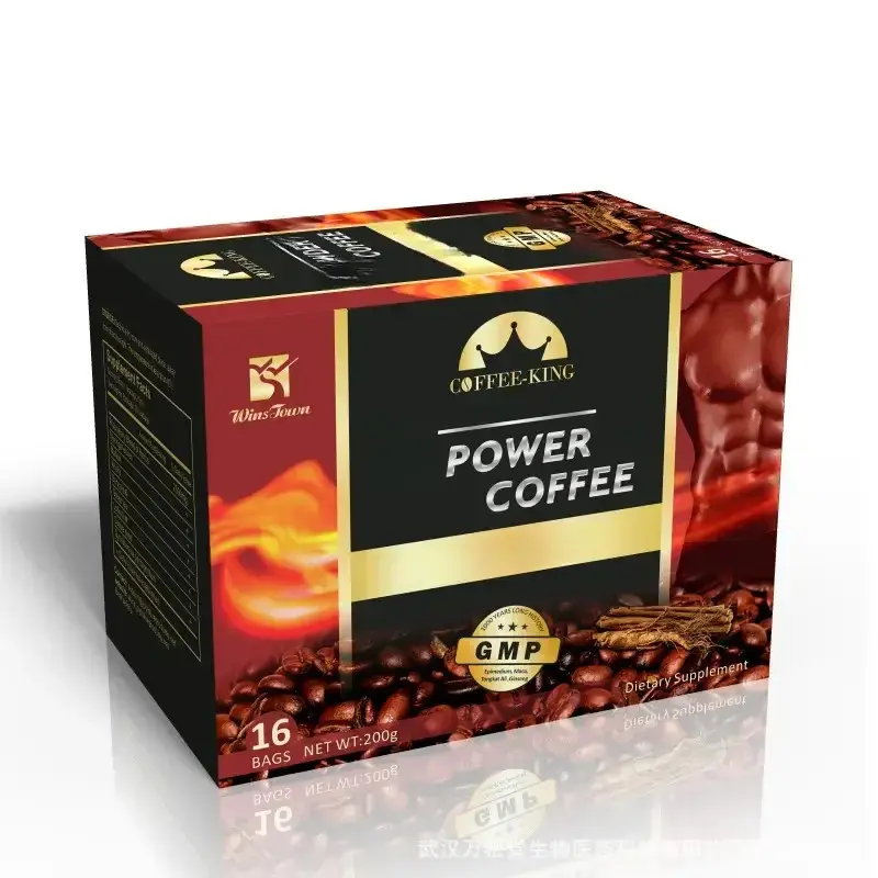 Wins Town Mens Power Coffee - 16 Packets | Natural Herbal Supplement with Maca, Oyster Peptide & Goji Berry Extract for Active Men | Ritual Confidence