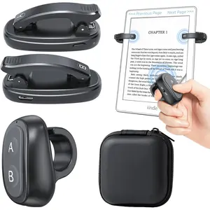 [2 Clips] Finger Ring Kindle Page Turner Remote Control for Paperwhite: Rechargeable  Clicker for Reading  Bed for  Android iPad, Camera Shutter & Video Record Accessories (Black)