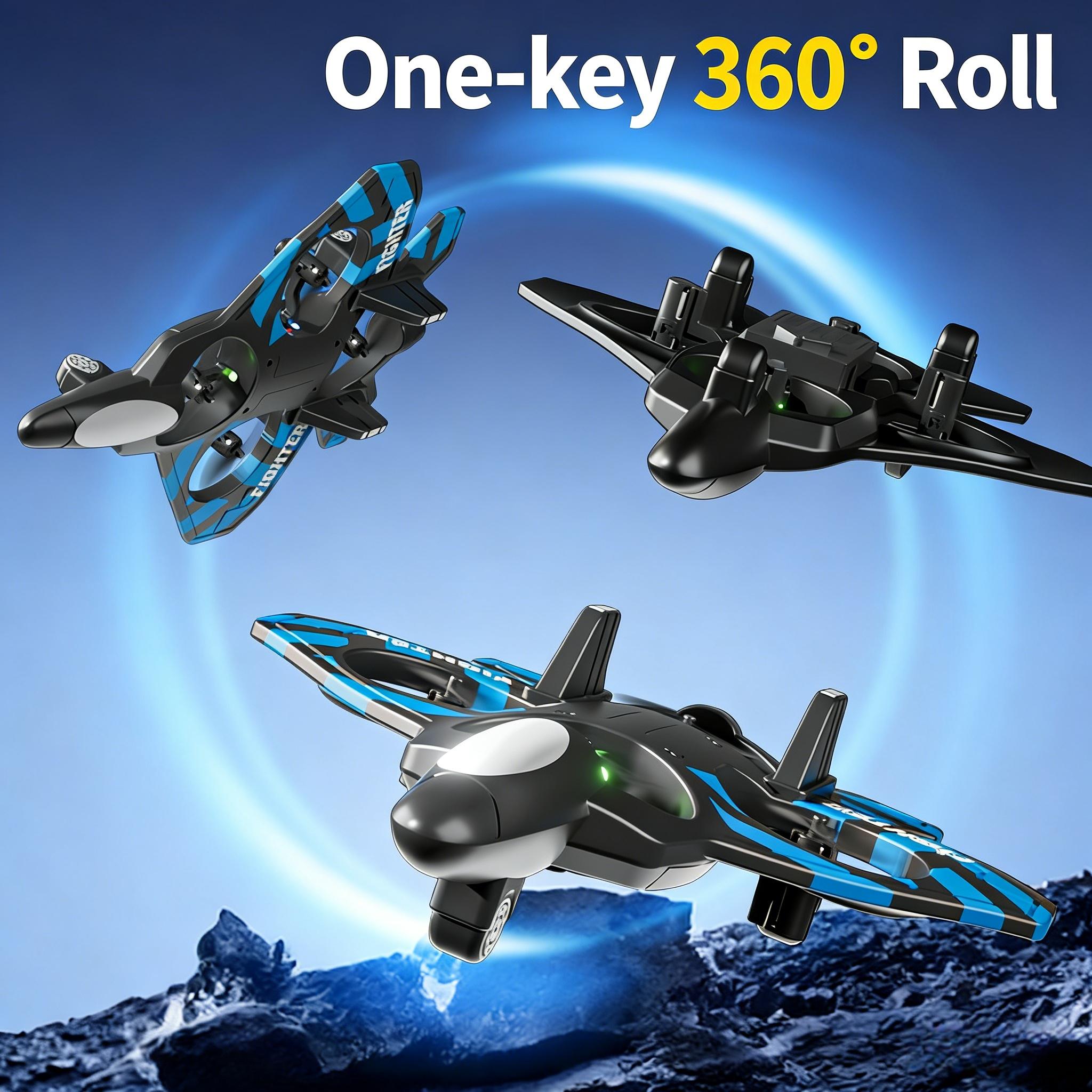 [Battery life: 5-10 minutes]Remote Control Airplanes RC Planes for Kids Adults, RC Airplane Fighter Jet with Light, 360° Flip Fighter Jet Toys, Stunt Roll, Airplane Toy Gifts for Kids Boys.Configure one battery