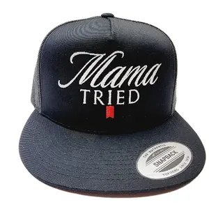 Mama Tried Mesh Snapback Embroidered Flat Bill Trucker Hat