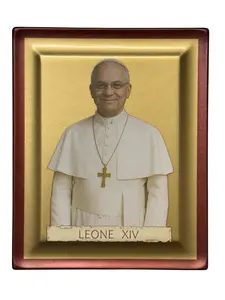 Wooden Frame with The Official Vatican Image of Pope Leo XIV