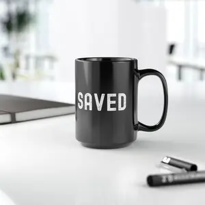 Saved Mug | Black 15oz Ceramic Coffee Cup