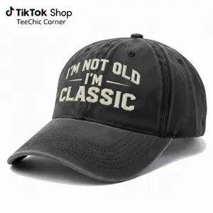 I'm Not Old, I'm Classic Funny Retirement Gifts wash Hat for Men Women,Unique Gag Birthday Gift Baseball Cap for Dad,Grandpa,Old Man,Senior Citizen, I'm Not Old I'm Classic - Blue, 7-7 5/8