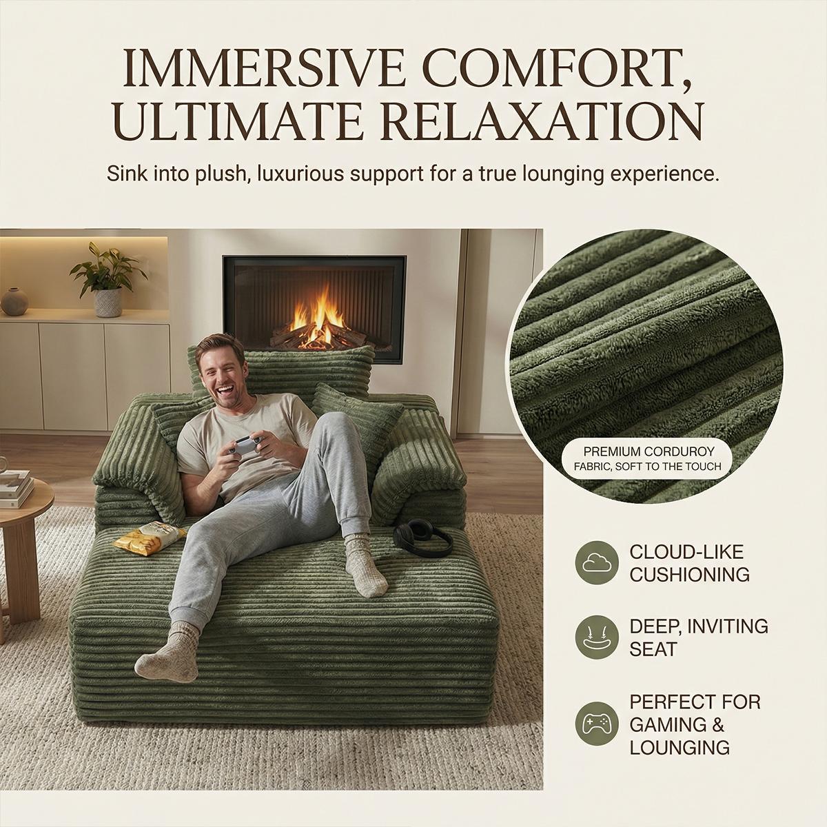 Oversize 61"multi-function combination sofa bed (cloud couches) - modern leisure chair, which can be converted into a bed without assembly, is made of plush fabric, suitable for small space, apartment, guest room, and can be selected in multiple colors