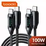 Toocki USB C Connector Charging Cables (1PCS/2PCS) - 5A 100W PD Fast Charging Electronic Mobile Accessory, 480Mbps Data Transfer, LED Display, 3.3ft Nylon Braided Cable, Compatible with iPhone 15 Plus Pro Max, Galaxy Smartphones, iPad Pro Tablets
