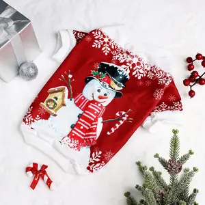 Cute Snowman Print Pet Sweatshirt for Christmas Gift, Warm Comfortable Pet Clothes for Small Medium Dogs & Cats, Pet Clothes for Autumn and Winter