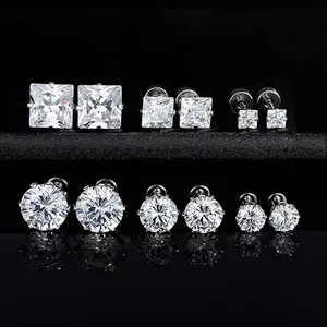 6 Pairs Titanium Stud Earrings Set Hypoallergenic Cubic Zirconia Round Surgical Stainless Steel Stud Earring Jewelry for Women Men - Home Improvement.