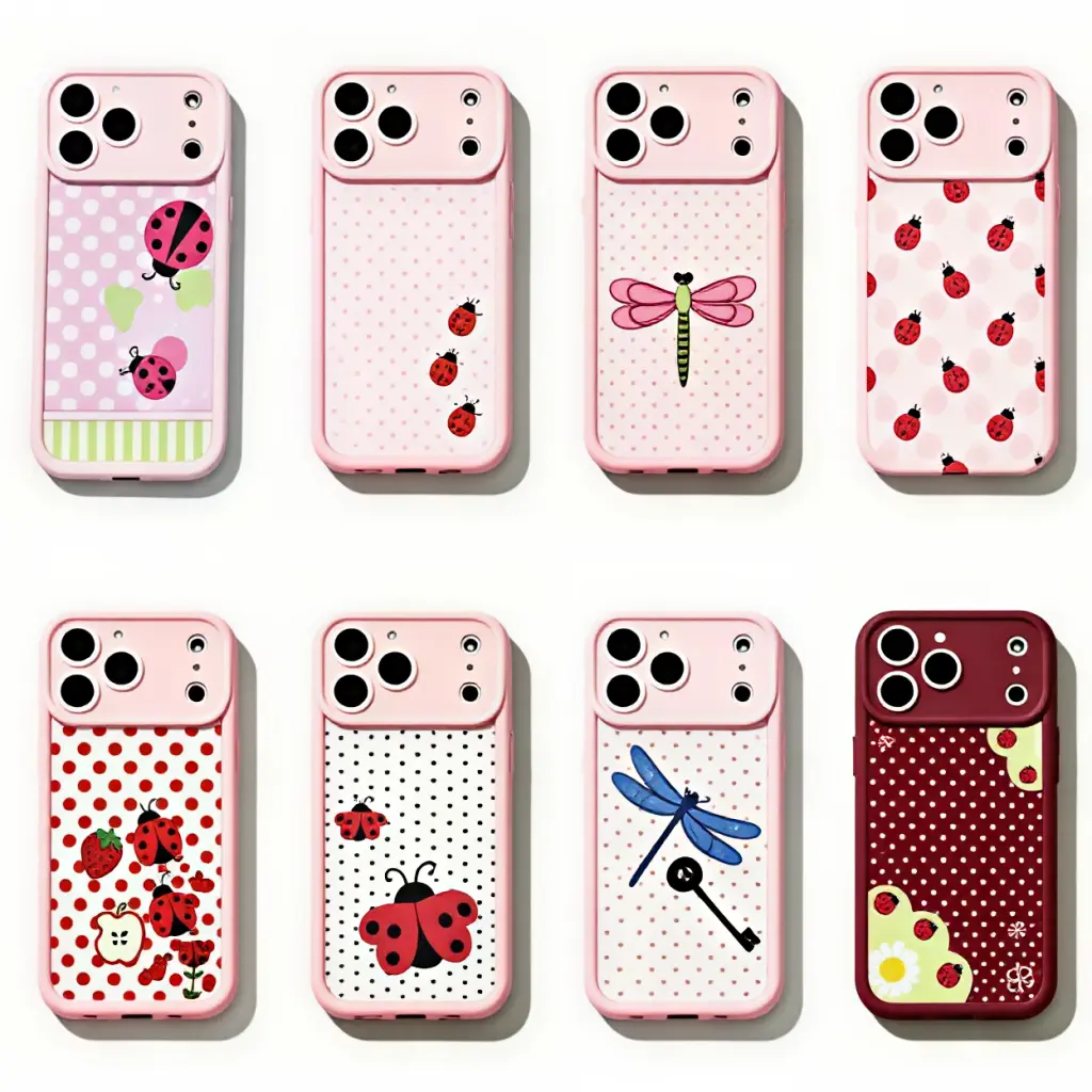 Cute Ladybug & Dragonfly Phone Case for iPhone 17 16 15 14 13 12 11 Pro Max, Soft TPU Shockproof Protective Slim Cover, Spring Summer Aesthetic Gift for Girls Women