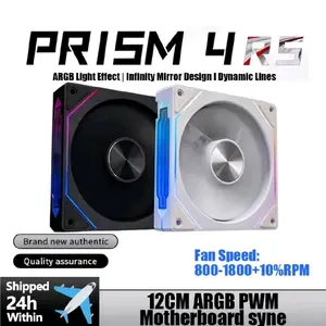 Prism 4RS 120mm ARGB PWM Case Fan - Infinity Mirror Center & Side LED, High-Performance Quiet PC Cooling, Forward/Reverse Blade Options for Clean Aesthetics, 5V 3-Pin ARGB Sync - Available In Black/White Forward/Reverse