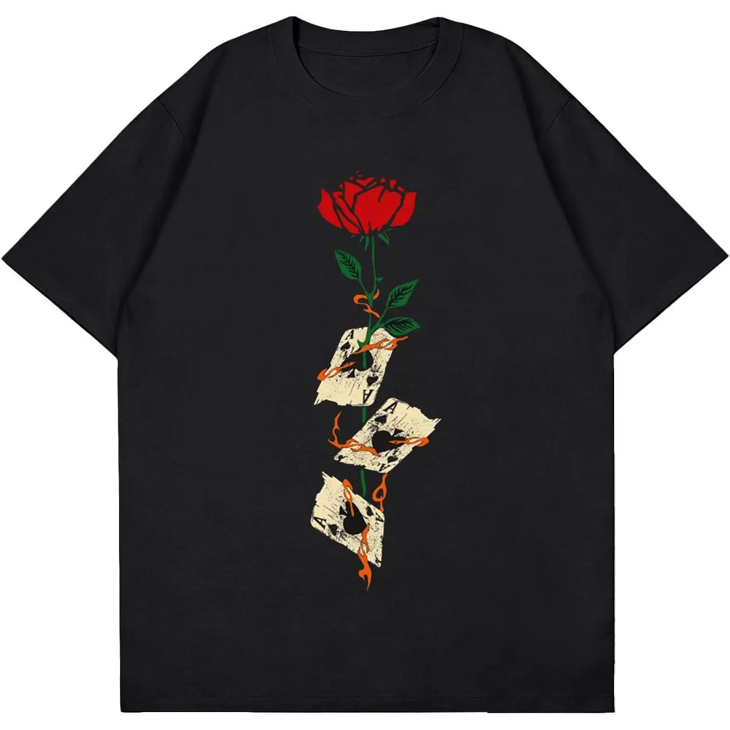Graphic Tees Oversized Creative Graffiti Short Sleeve Shirts Summer Casual Rapper Streetwear Y2k Tops Tshirt Poker Black