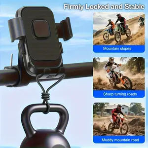 Motorcycle Phone Mount, Auto Lock in 1 Second, Quick Install in 10 Seconds, Compatible with iPhone, Samsung, All Phones