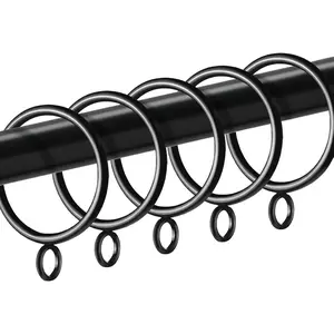 42 Pack Curtain Rings with Eyelet 1.5" Inner Diameter,Metal Drapery Ring Fits up to 1.25" Drapery Rod,Glide Smoothly Curtain Rod Rings,  Decorative Rustproof Curtain Hooks (Black)