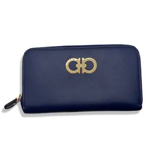 Pre-owned SALVATORE FERRAGAMO Leather Small Leather Goods Blue Wallet FER1006