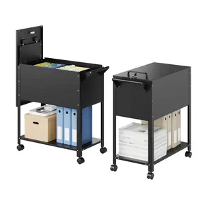 Letaya Mobile File Cabinet with Lock-Rolling Filing Cart with Wheels-Hanging Letter/A4/F4/Legal Size Movable Pull-Out File Folder for Home Office