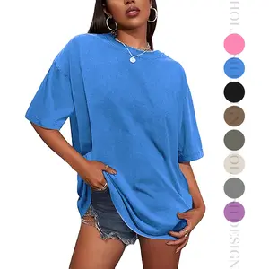 Holafish Women's Oversized Acid Washed Heavy Cotton Vintage Unisex Short Sleeve Loose Fit Casual Streetwear Baggy Basic T Shirt All Seasons Summer Beige Minimalist Soft Tunic for Everyday Wear AG - Fabric