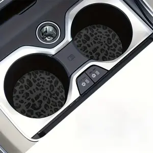 2pcs Leopard Car Coaster, Non-Slip Car Coaster, Universal Car Cup Holder Coaster, Non-Slip Heatproof Coaster, Car Accessories