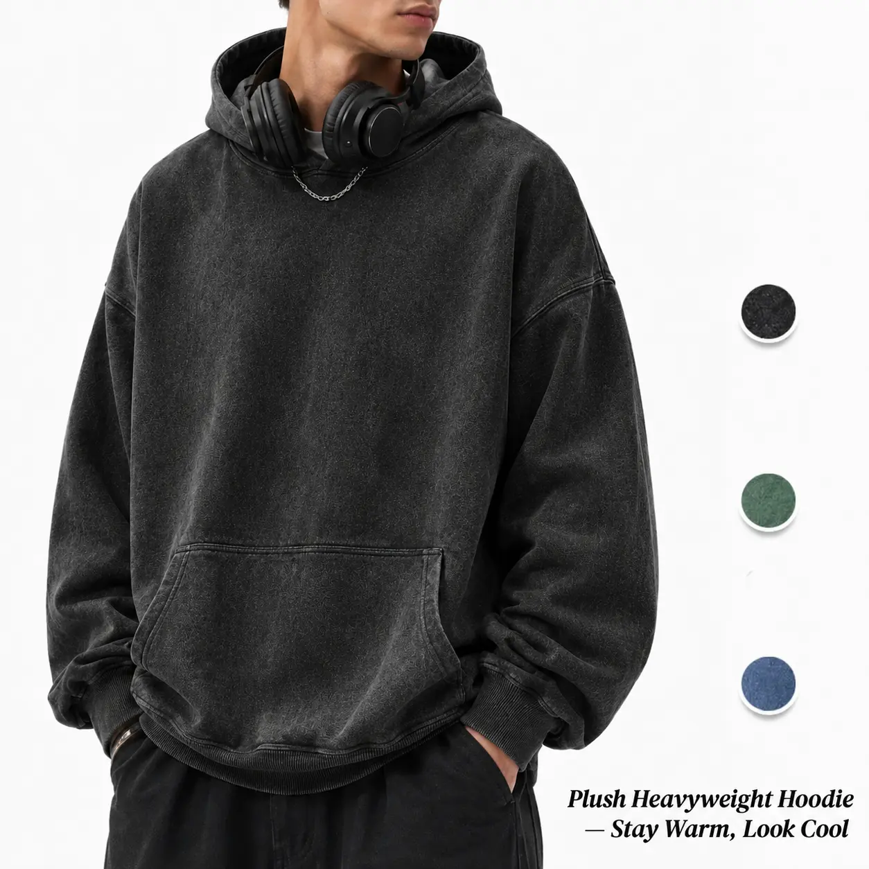 Gihuo Unisex Oversized Hoodie Acid Wash Pullover Vintage Distressed Cotton Heavyweight Sweatshirt Fleece Hoodie Men's Streetwear Women's Tops Spring Outdoor Warm Polyester Sports Autumn Clothing Men’s Gift Full Hoodie Long Sleeve