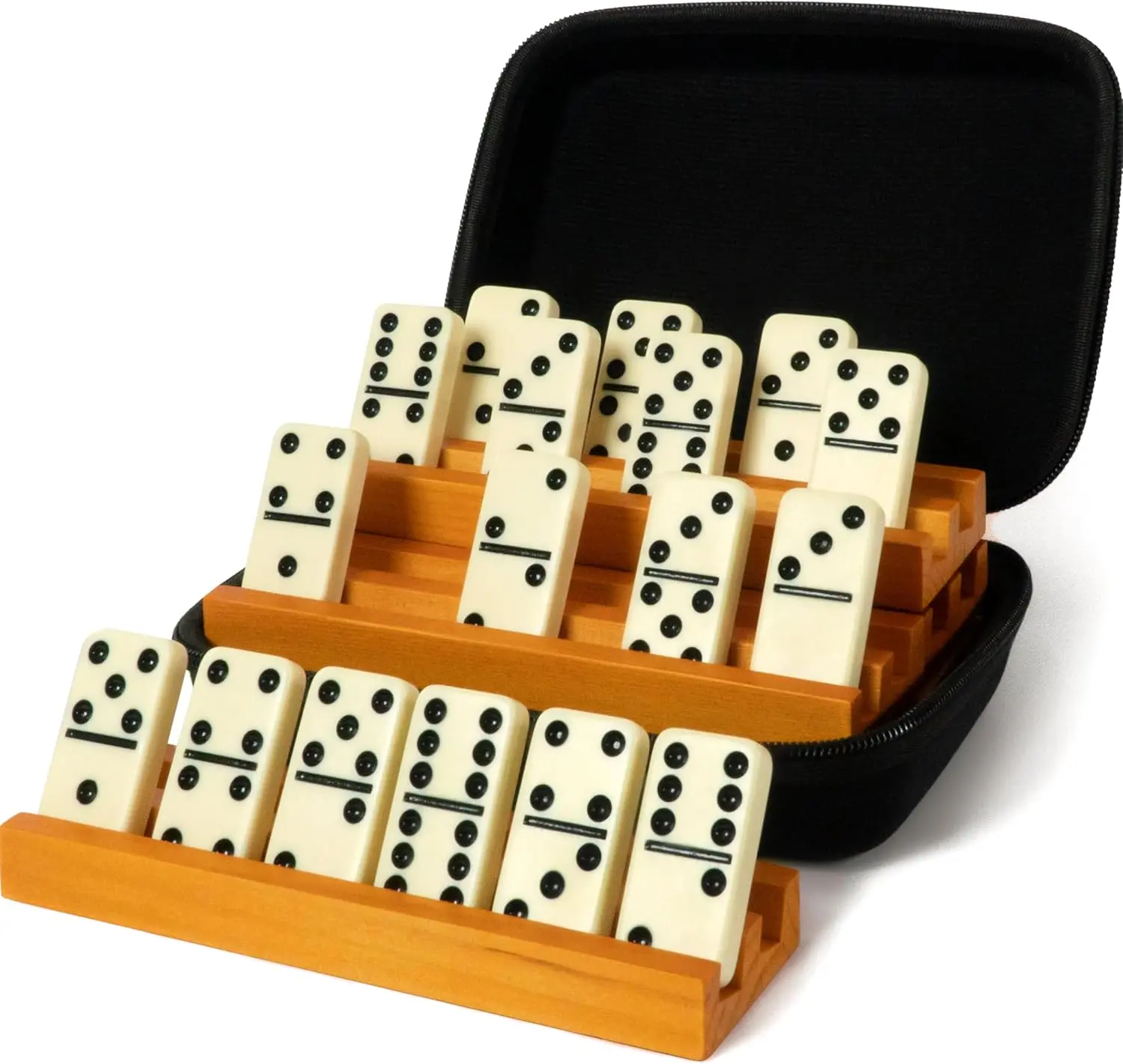 Double Six Domino Sets with 4 Domino Holders Double Six Domino Sets with 4 Domino Holders
