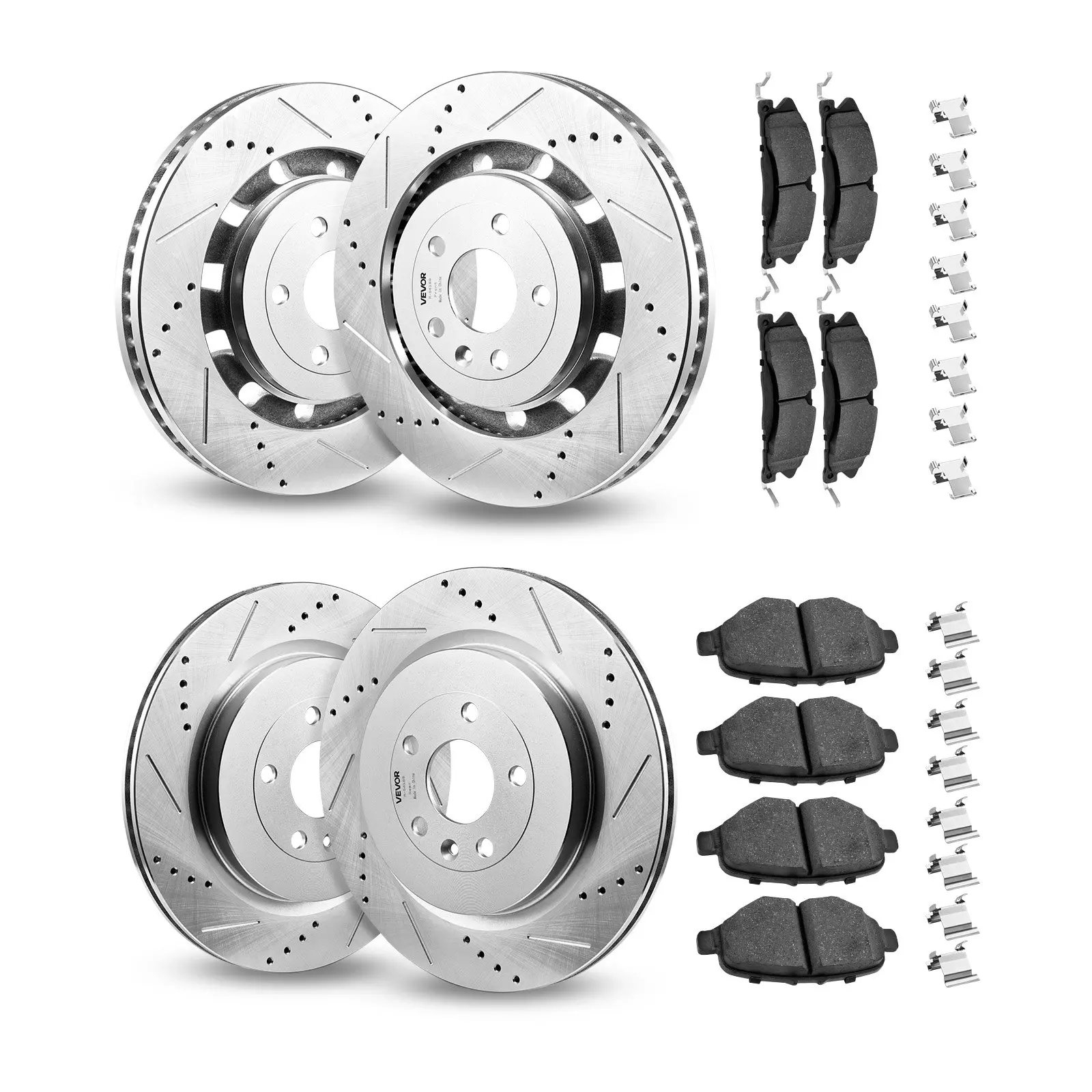 【Summerfinds】VEVOR Front and Rear Brake Kit Fits for 2013-2015 Ford Explorer (Limited, Sport, XLT; Heavy Duty Brakes), 2018 Ford Explorer (Limited, Platinum, Sport, XLT; Heavy Duty Brakes; 2 Piston Rear Caliper) Replacement