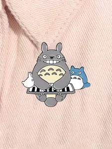Cartoon Anime Charming Character Totoro Enamel Pin Decor Pins Animal Motif Fantasy Adventure Animation Peripheral Alloy Brooch Lapel Backpack Badge Fashion Jewelry Accessories Gift for Friends Versatile Pin