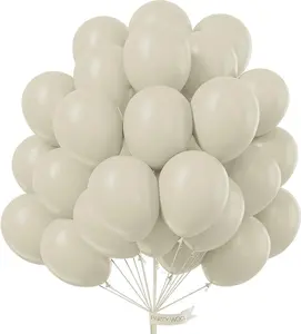 PartyWoo White Sand Balloons 50 pcs 12 Inch Beige Cream Ivory Latex Balloons for Wedding Bridal Graduation Baby Shower Gender Reveal Safari Birthday Party Decorations White-F12