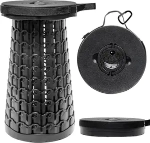 Upgraded 18" Collapsible Stool, 880lbs Max Weight, Heavy Duty Portable Retractable Folding Telescoping Foldable Camping Stool for Adults Outdoor Fishing Travel BBQ