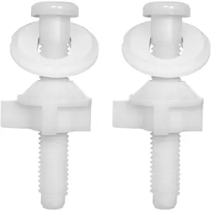 2 Pack Universal White Plastic Toilet Seat Screws Replacement, Toilet Seat Hinges  and Nuts For Top Mount Toilet lid Fastener  Kit