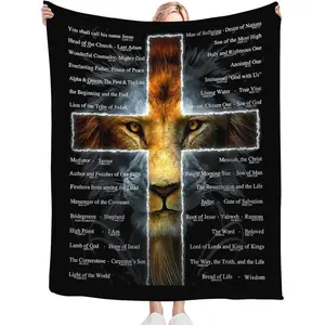 Christian Lion Throw Blanket Religious Gifts for Women Men Girls Boys Kids Adults Soft Flannel Fleece Blanket for Couch Sofa Bed Home Decor 40"x50", Cozy All-Season Blanket Christmas New Year Gift